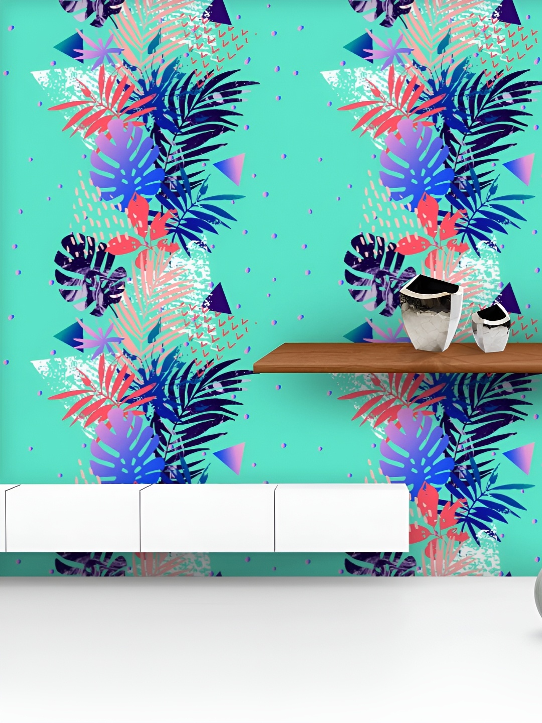 

ArtzFolio Printed UV-Resistant Anti-Bacterial Tropical Leaves Grunge Peel & Stick Wallpaper, Multi