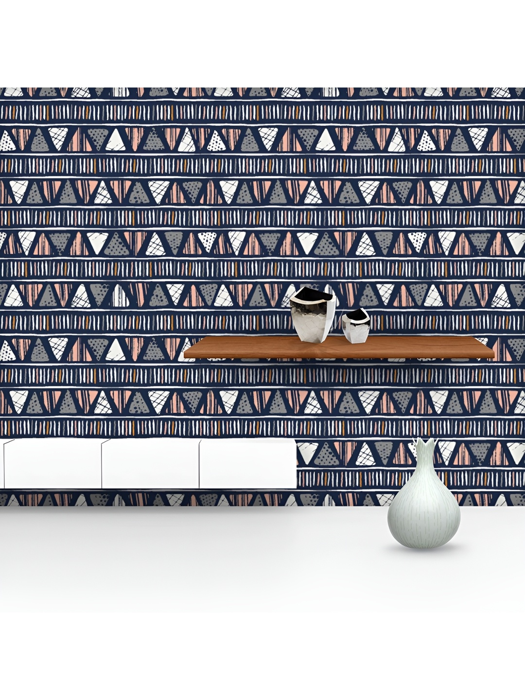 

ArtzFolio Printed UV-Resistant Anti-Bacterial Tribal Triangles And Stripes Peel & Stick Wallpaper, Multi