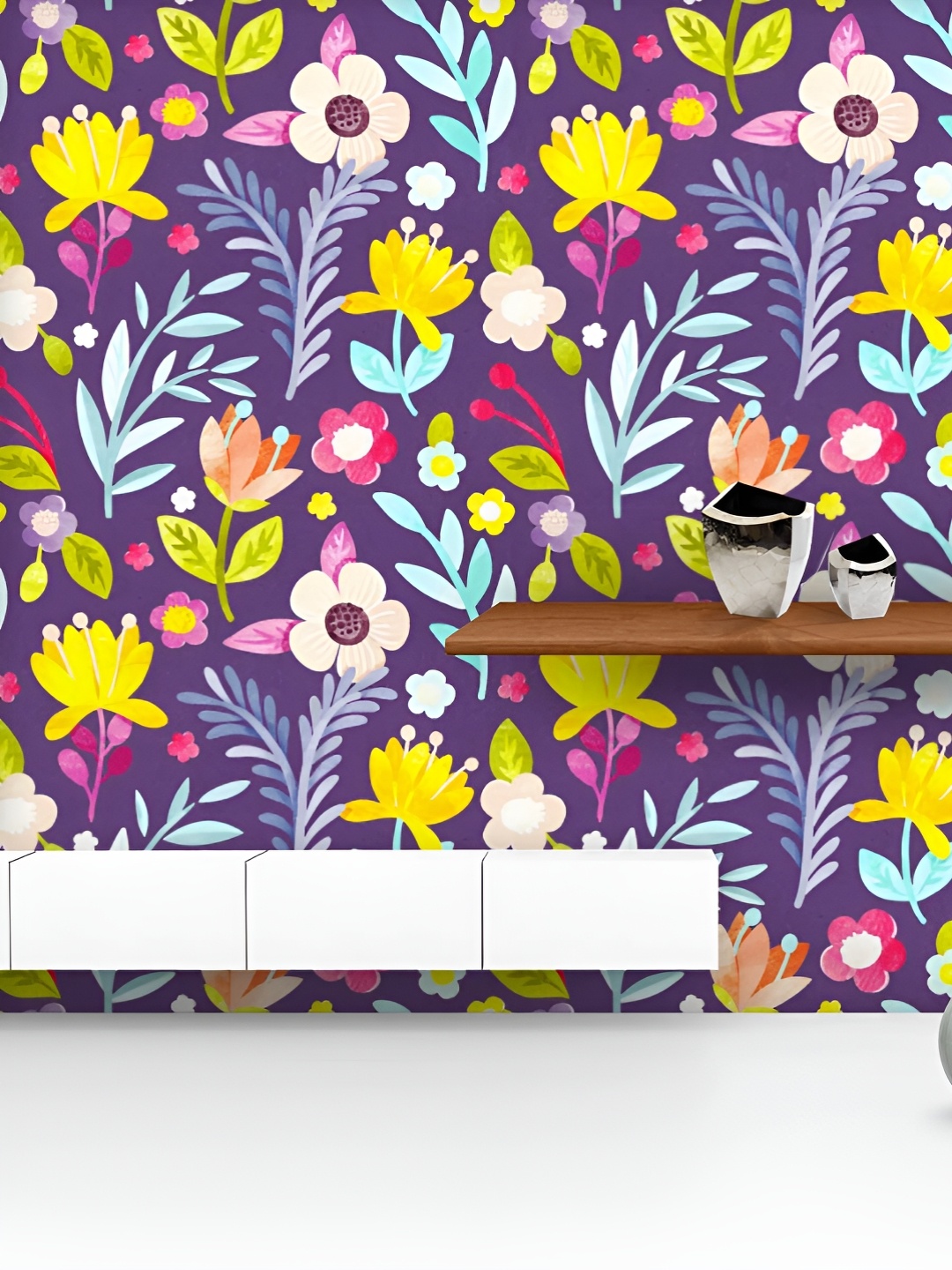 

ArtzFolio Printed UV-Resistant Anti-Bacterial Colorful Flowers Peel & Stick Wallpaper, Multi