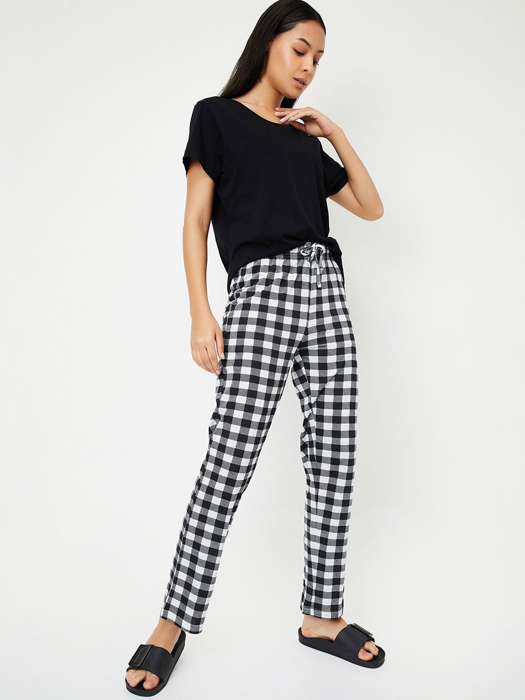 

max Women Pure Cotton Night suit, Black