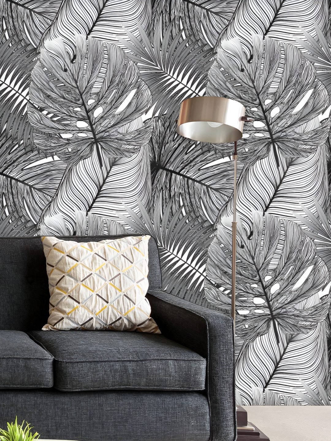 

ArtzFolio Printed UV-Resistant Anti-Bacterial Tropical Palm Leaf Peel & Stick Wallpaper, Multi