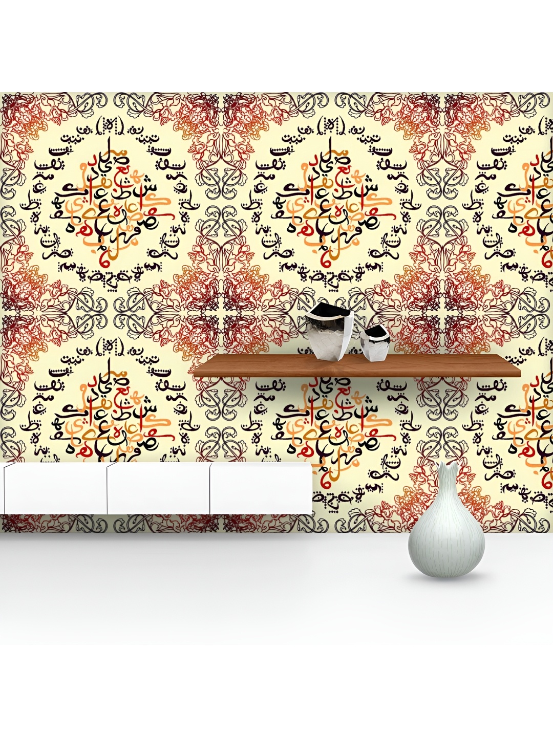 

ArtzFolio Printed UV-Resistant Anti-Bacterial Arabic Eid Mubarak Pattern Peel & Stick Wallpaper, Multi