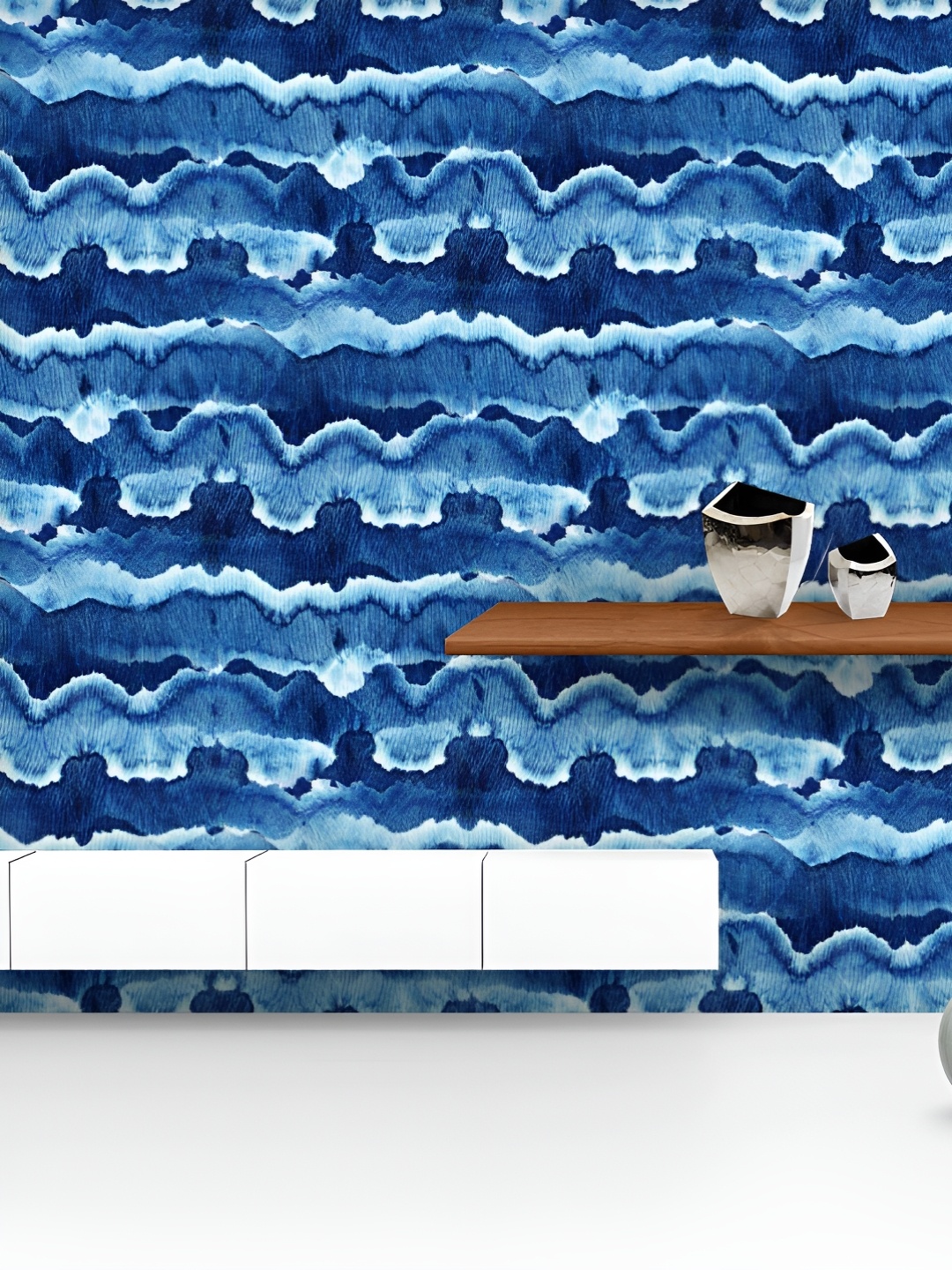 

ArtzFolio Printed UV-Resistant Anti-Bacterial Shibori Indigo Batik Peel & Stick Wallpaper, Multi