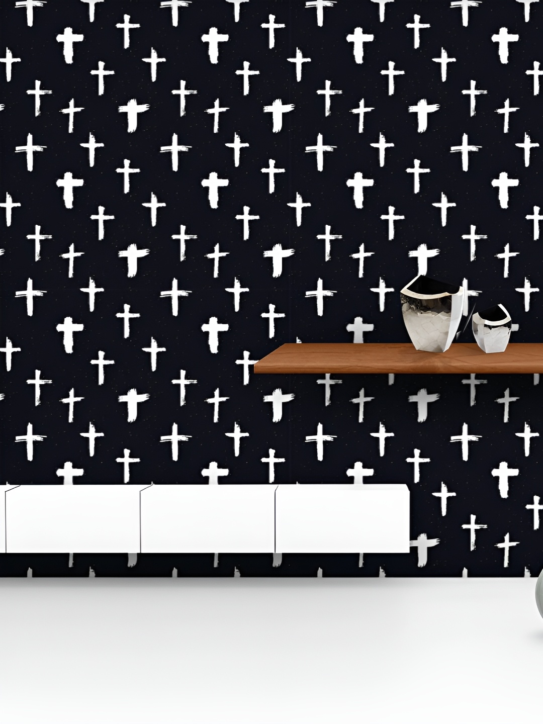 

ArtzFolio Printed UV-Resistant Anti-Bacterial Grunge Cross Symbols Peel & Stick Wallpaper, Multi