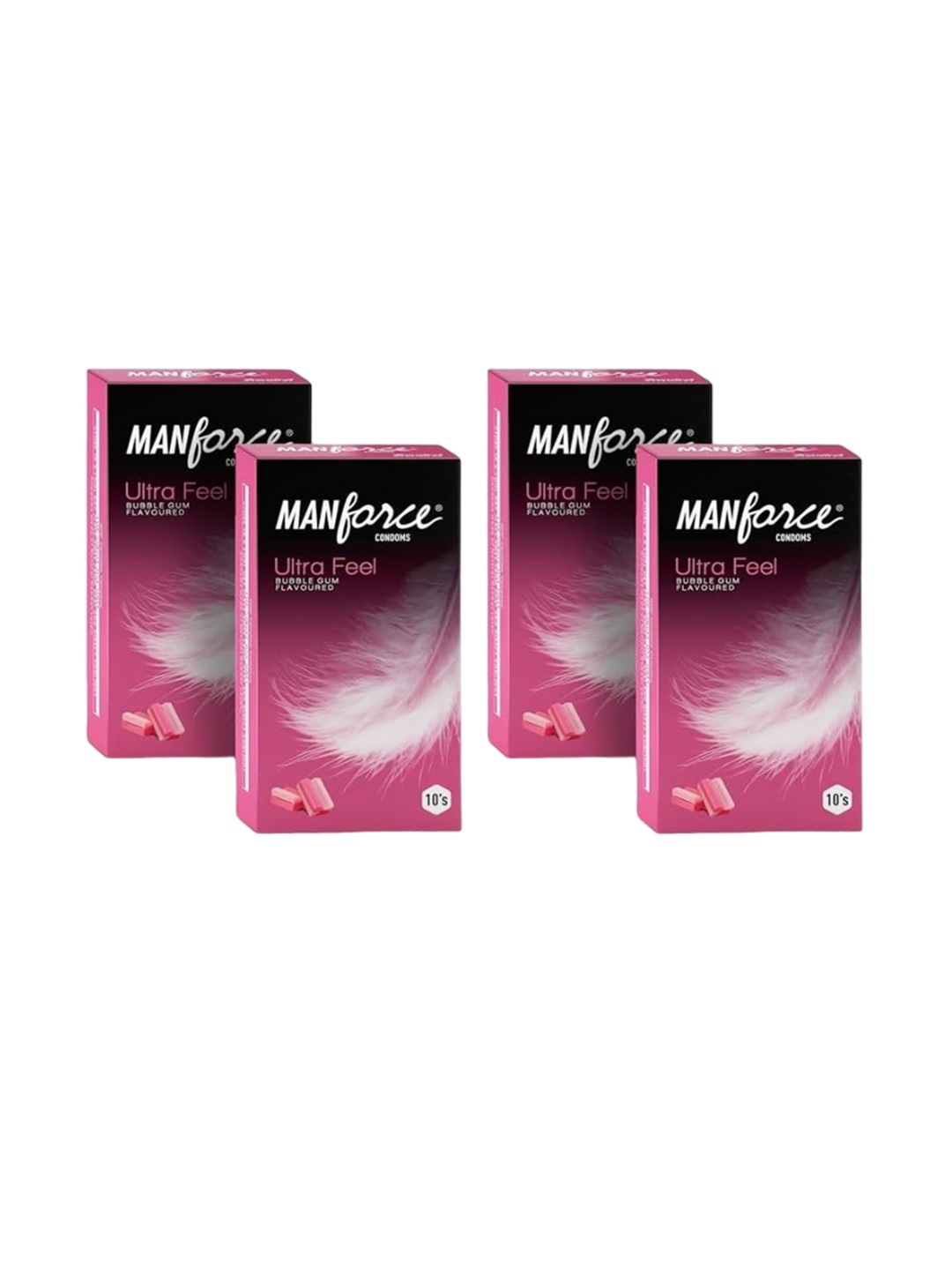 

Manforce Set Of 4 Ultra Feel Bubblegum Flavored Condoms - 10Pcs Each, Pink