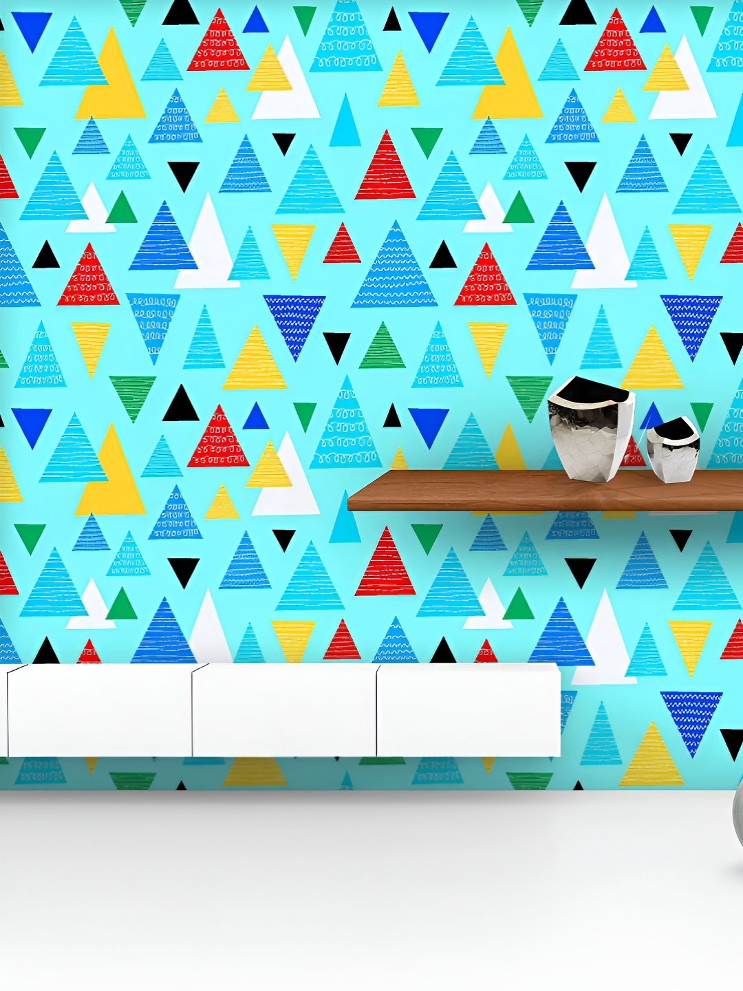 

ArtzFolio Printed UV-Resistant Anti-Bacterial Colorful Zig Zag Peel & Stick Wallpaper, Multi