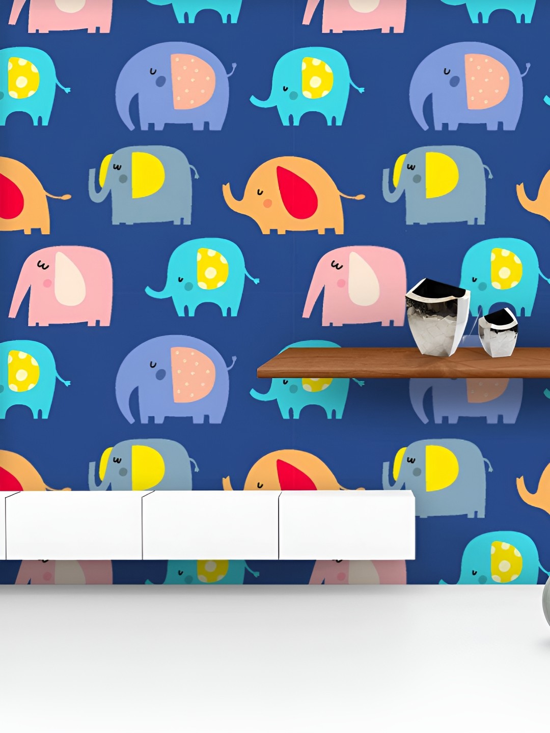 

ArtzFolio Printed UV-Resistant Anti-Bacterial Colorful Baby Elephants Peel & Stick Wallpaper, Multi