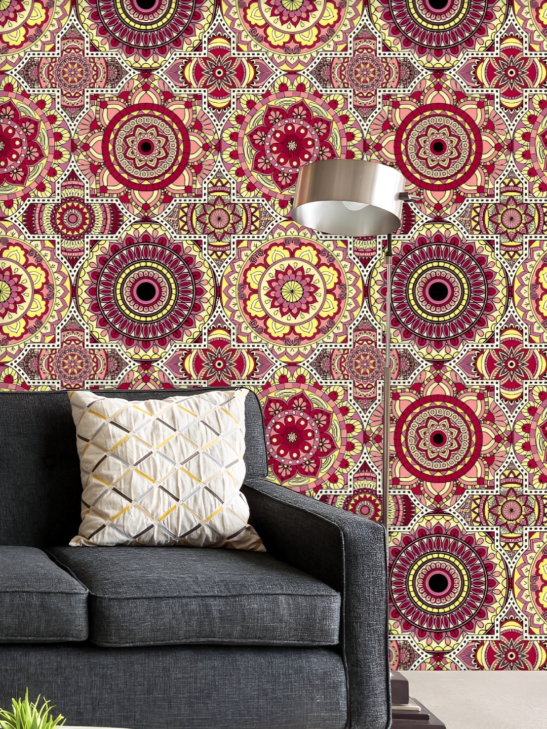 

ArtzFolio Printed UV-Resistant Anti-Bacterial Vintage Arabic Indian Motifs Peel & Stick Wallpaper, Multi