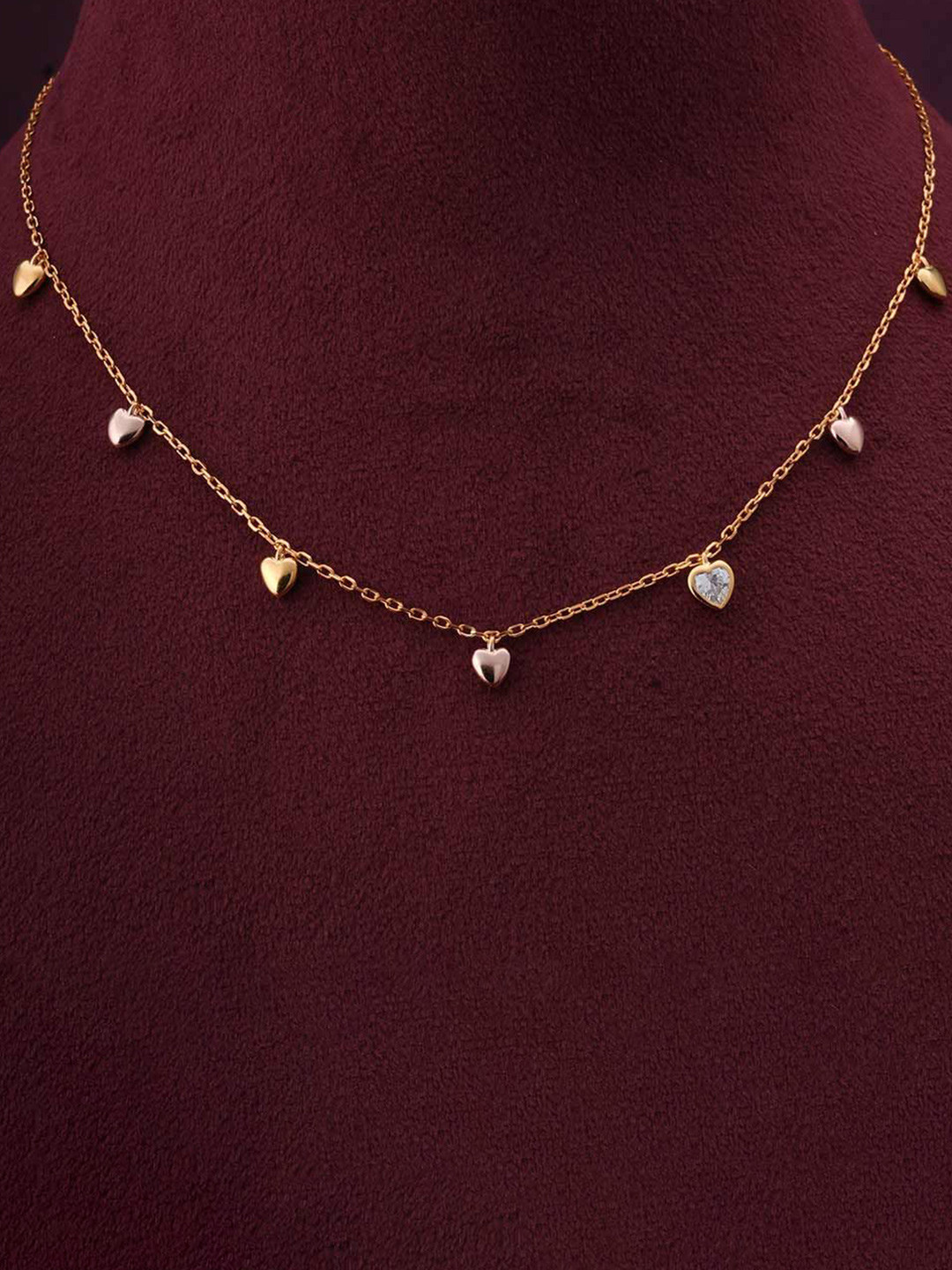 

PALMONAS 925 Sterling Silver Gold-Plated Cubic Zirconia Studded Necklace