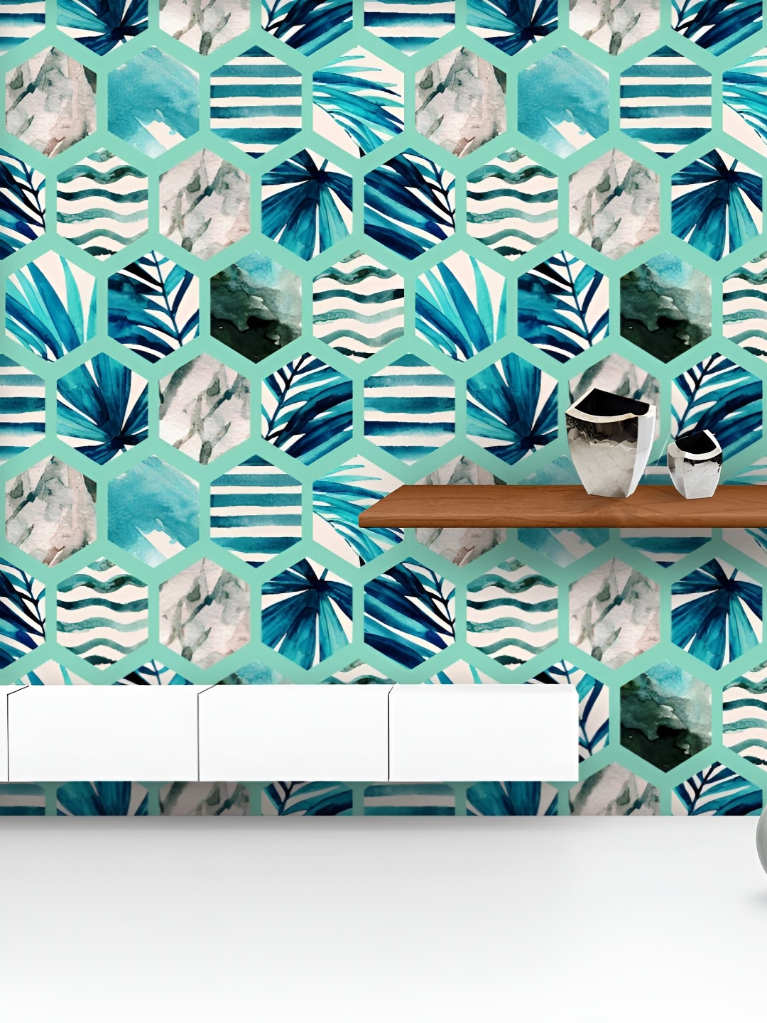

ArtzFolio Printed UV-Resistant Anti-Bacterial Abstract Hexagons Peel & Stick Wallpaper, Multi