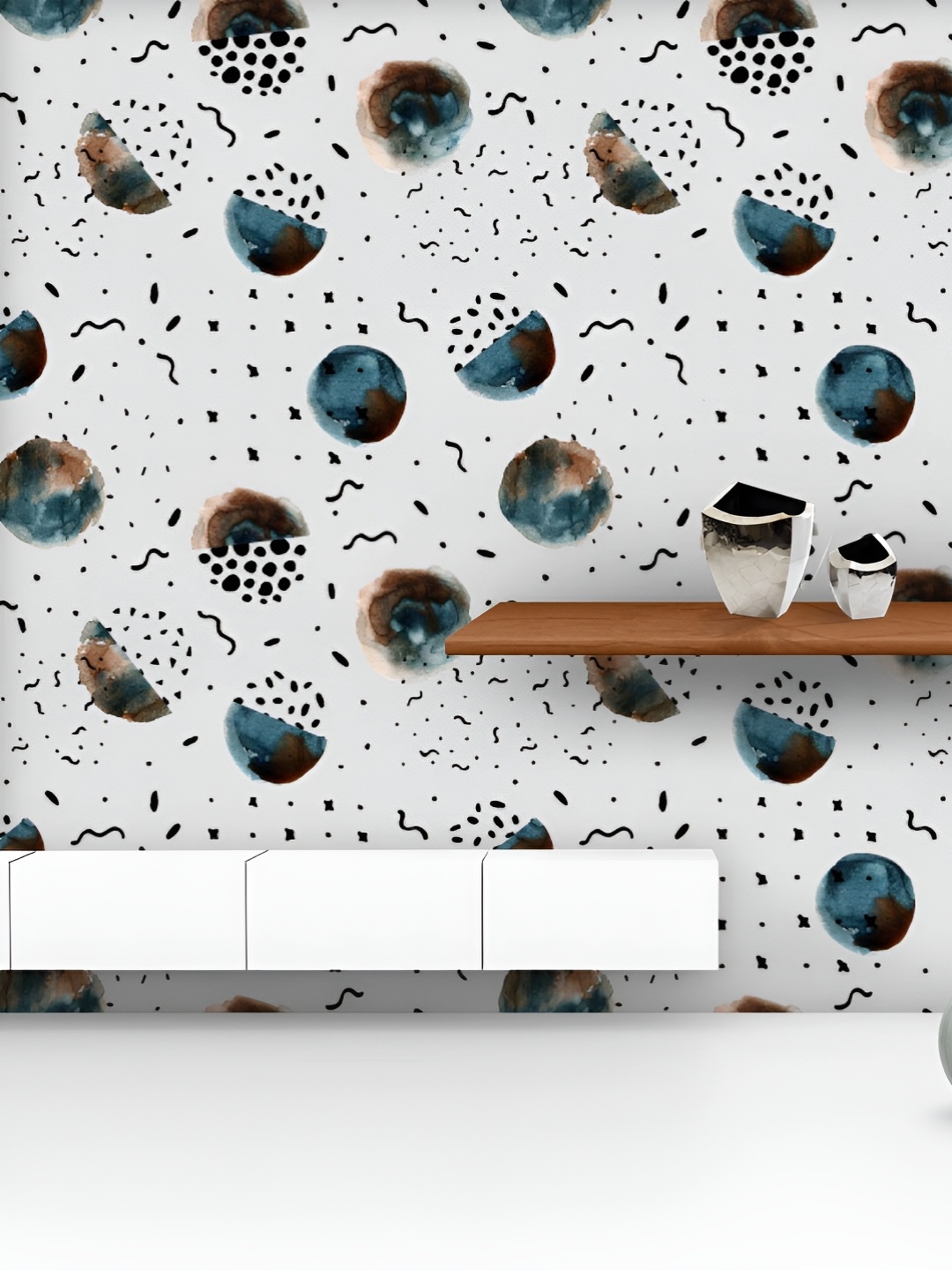 

ArtzFolio Printed UV-Resistant Anti-Bacterial Watercolor Doodled Circles Peel & Stick Wallpaper, Multi