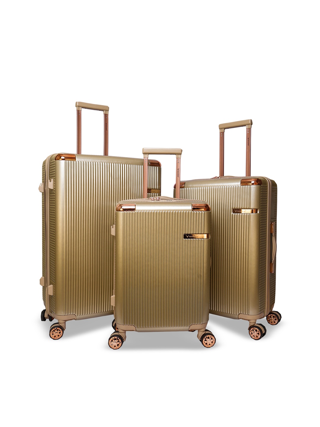 

REDHORNS Set Of 3 Hard-Sided Trolley Bags, Gold