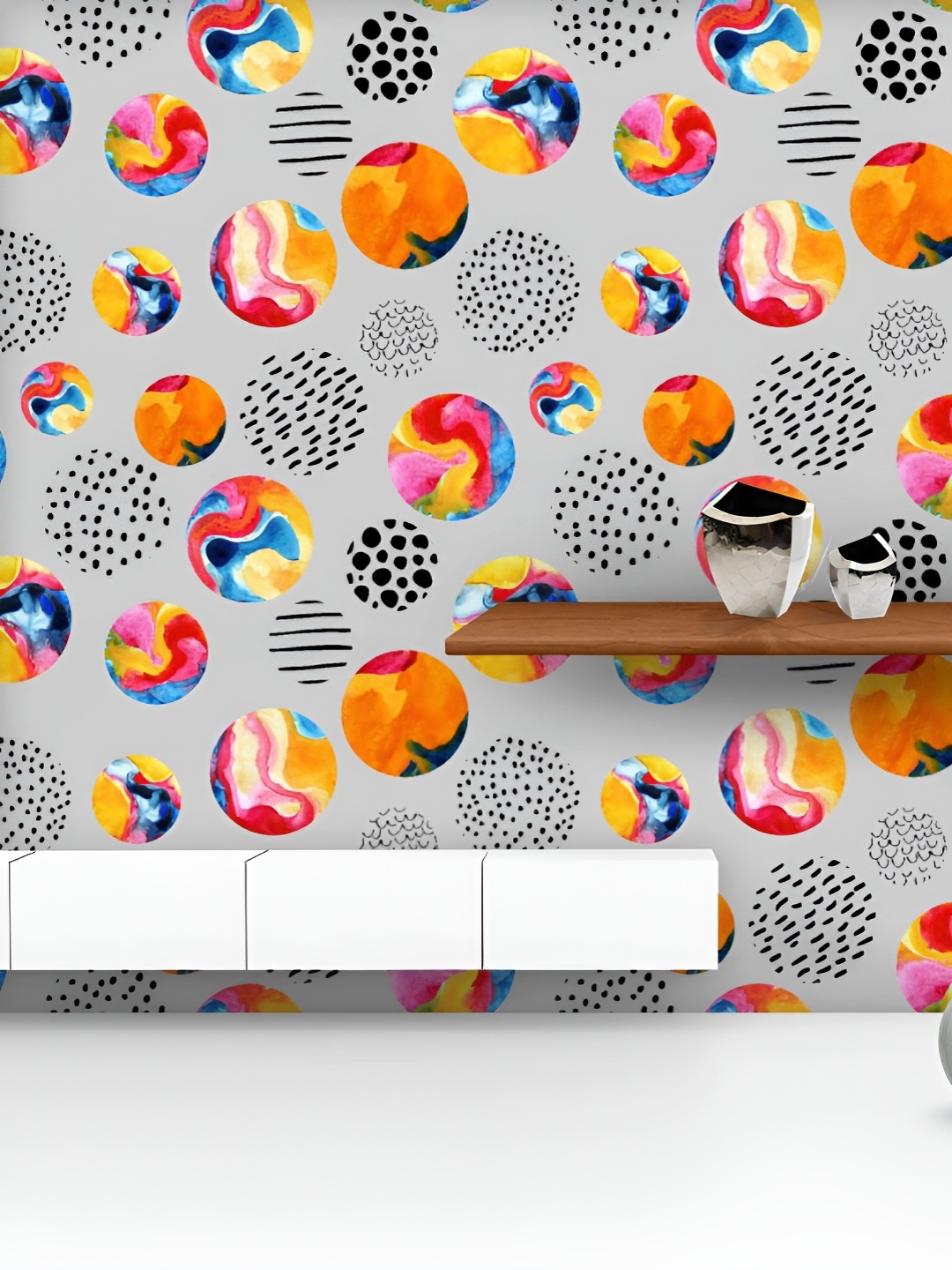 

ArtzFolio Grey & Red Printed UV Resistant Wallpaper