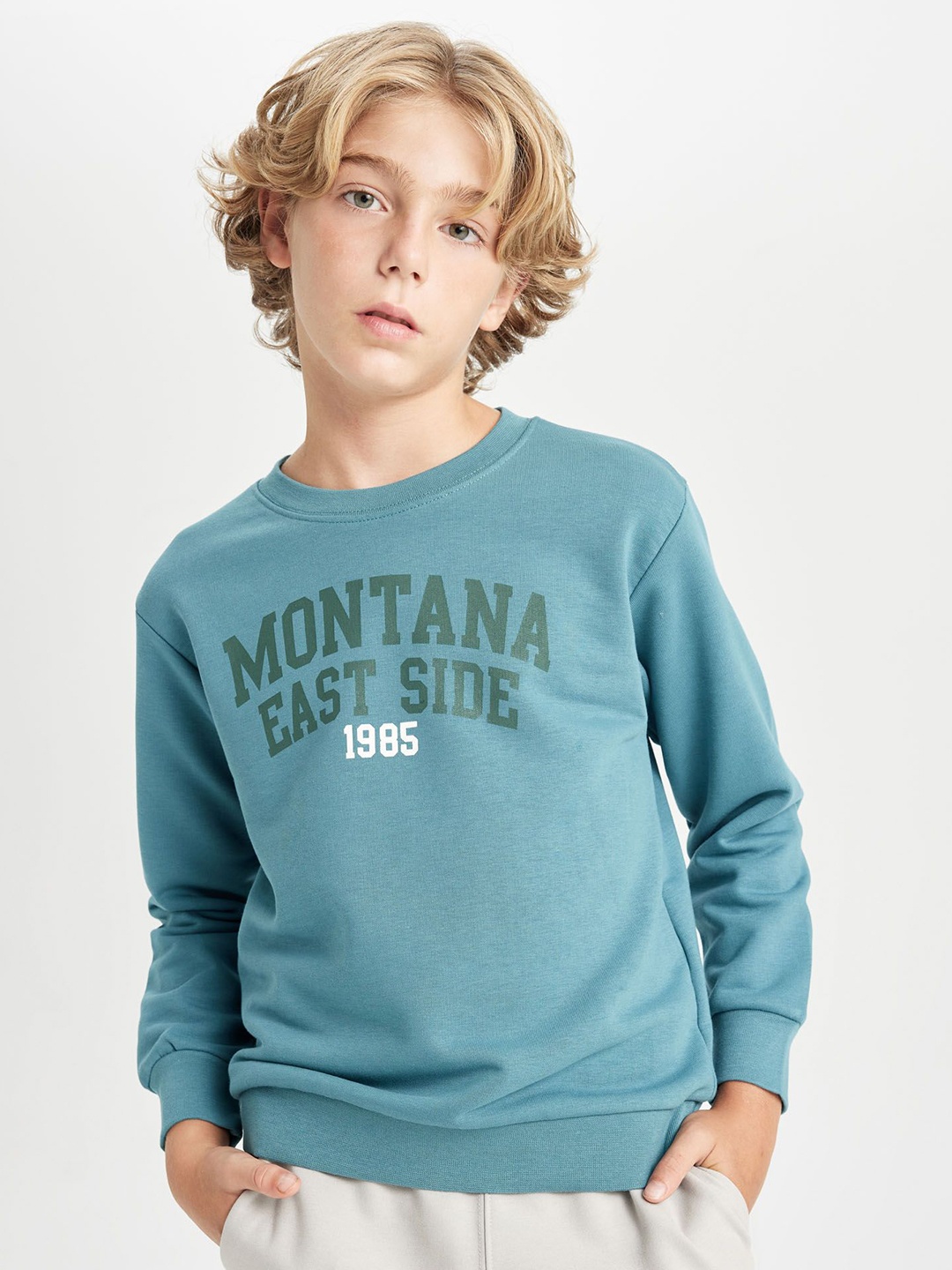 

DeFacto Boys Typography Printed Pullover, Blue