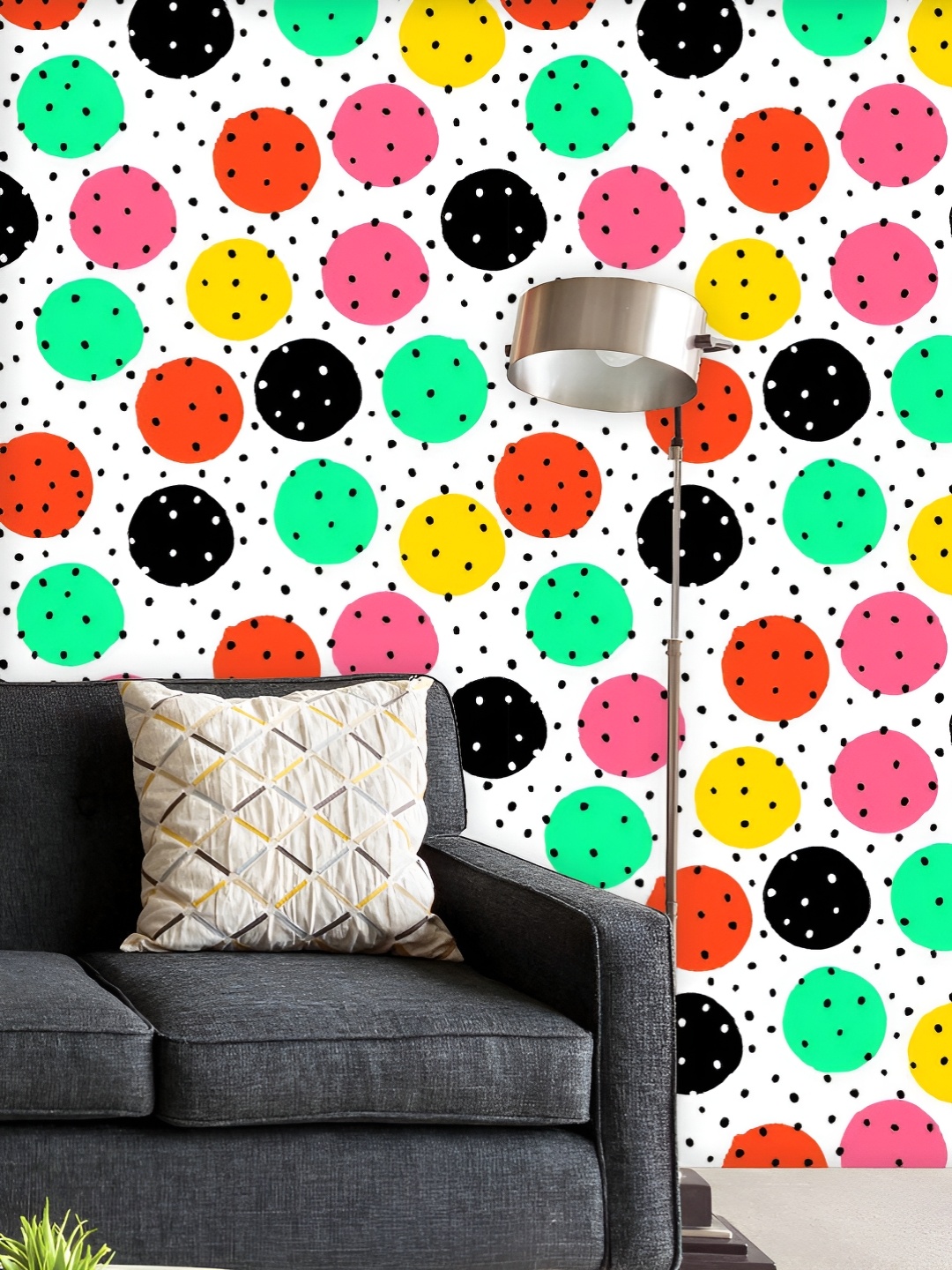 

ArtzFolio Printed UV-Resistant Anti-Bacterial Hand-Drawn Polka Dots Peel & Stick Wallpaper, Multi