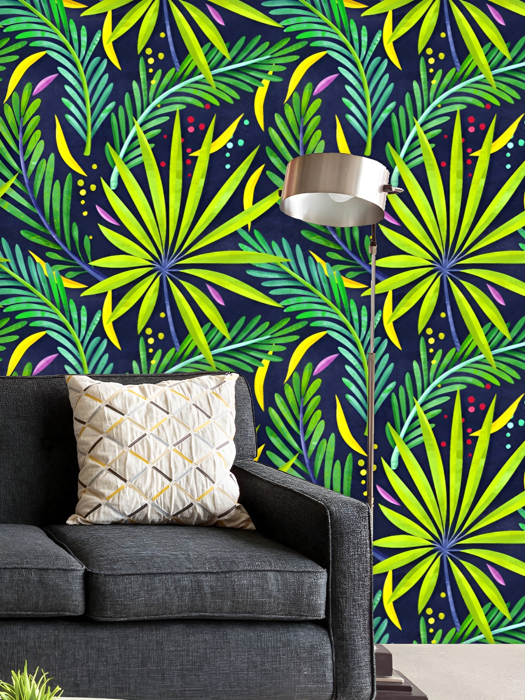 

ArtzFolio Printed UV-Resistant Anti-Bacterial Green Tropical Leaves Peel & Stick Wallpaper, Multi
