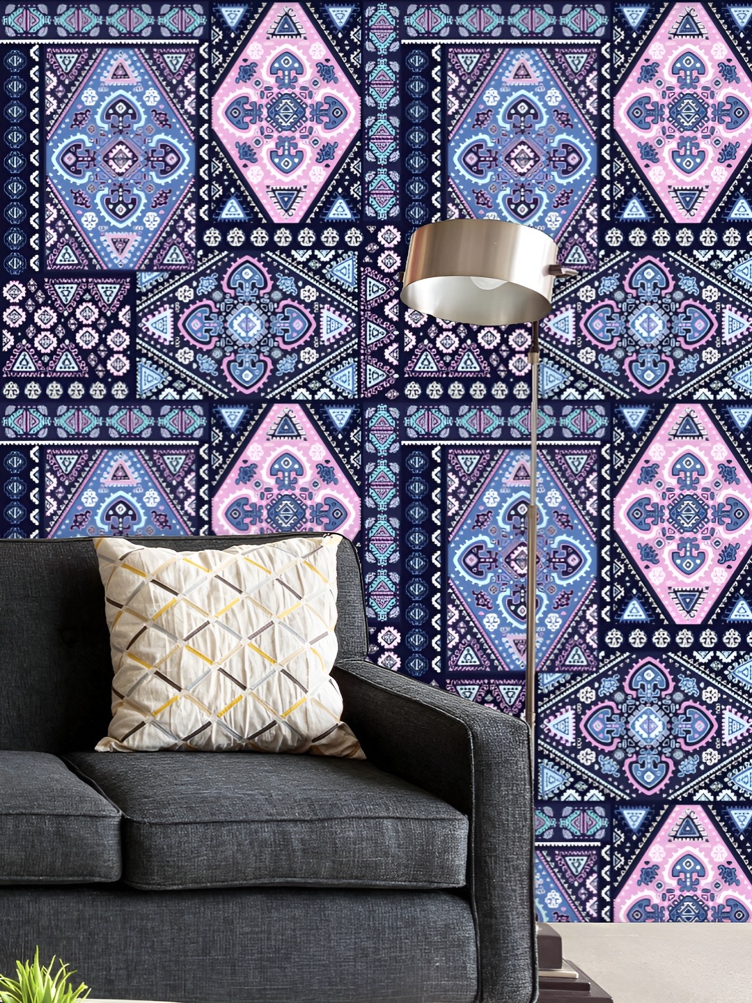 

ArtzFolio Printed UV-Resistant Anti-Bacterial Indian Tribal Pattern Peel & Stick Wallpaper, Multi