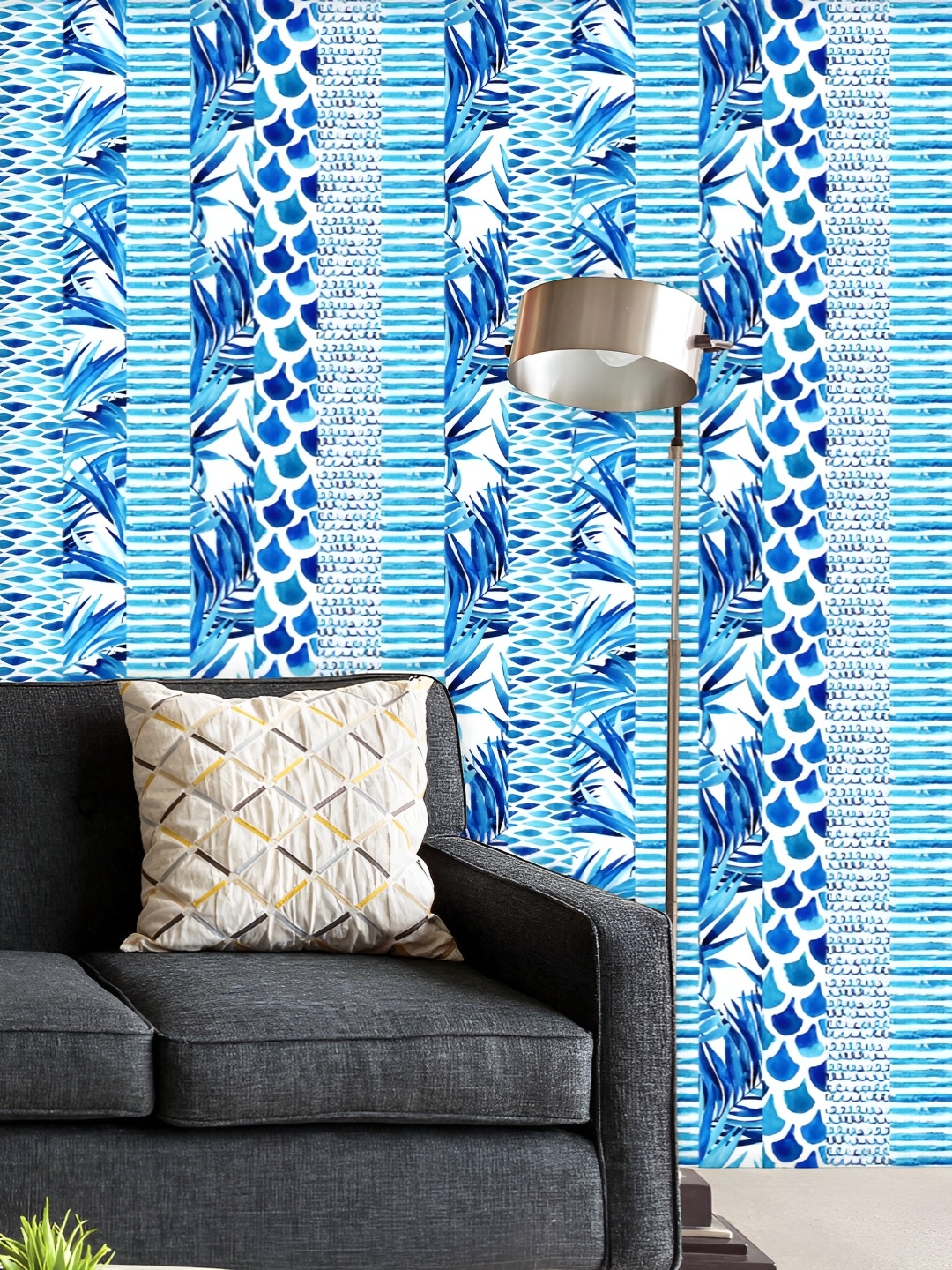 

ArtzFolio Printed UV-Resistant Anti-Bacterial Abstract Striped Waves Peel & Stick Wallpaper, Multi