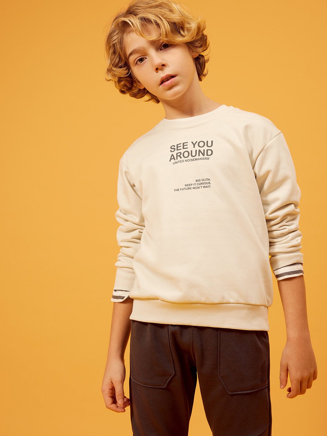 

DeFacto Boys Typography Printed Round Neck Long Sleeves Pullover, White