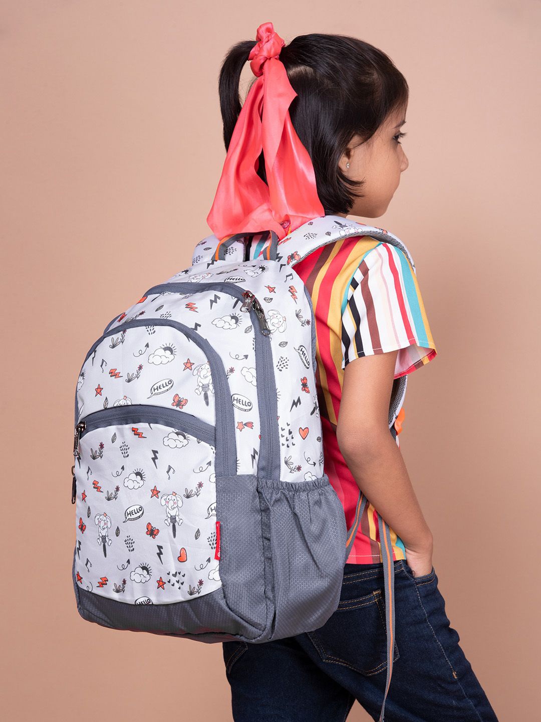 

COSMUS Kids Graphic Printed Backpack, Grey