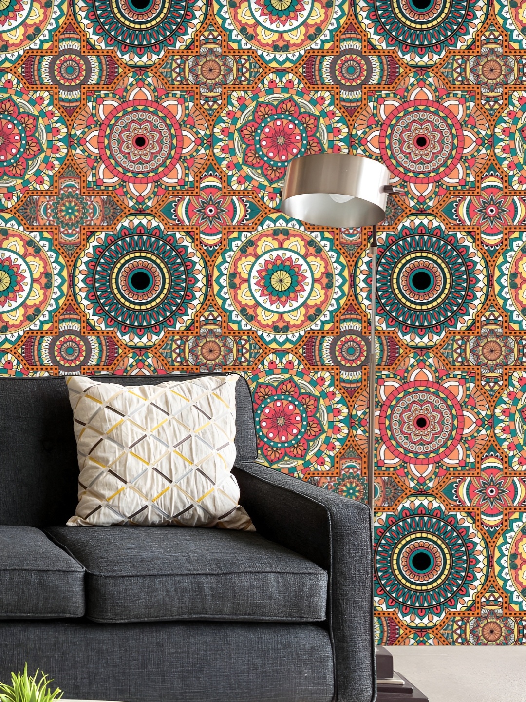 

ArtzFolio Printed UV-Resistant Anti-Bacterial Vintage Arabic Indian Motifs Peel & Stick Wallpaper, Multi