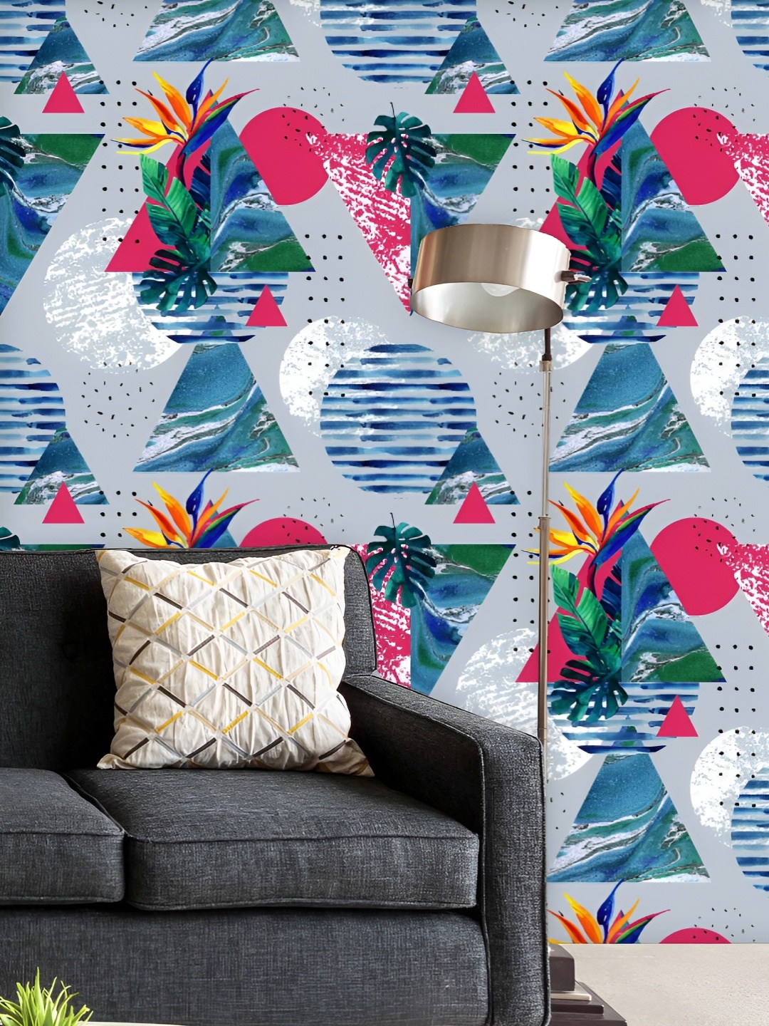 

ArtzFolio Printed UV-Resistant Anti-Bacterial Abstract Summer Flowers Peel & Stick Wallpaper, Multi