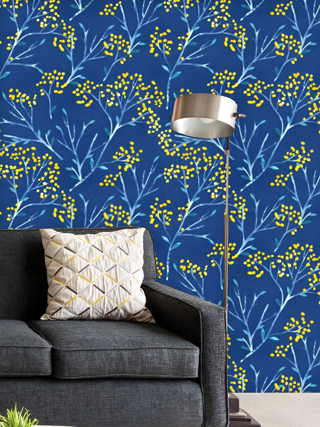 

ArtzFolio Printed UV-Resistant Anti-Bacterial Yellow Floral Pattern Peel & Stick Wallpaper, Multi