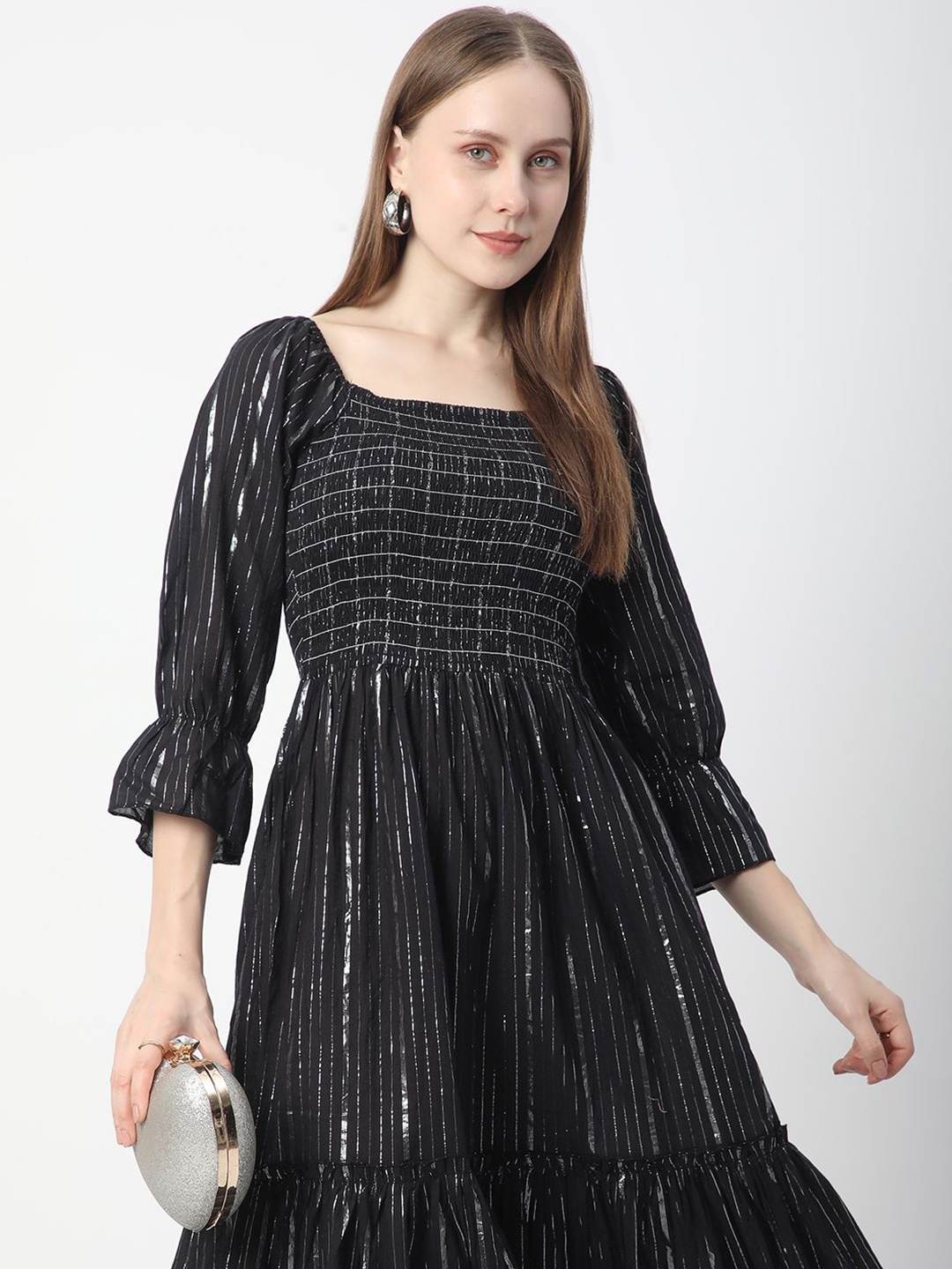 

R&B Three-Quarter Dress, Black