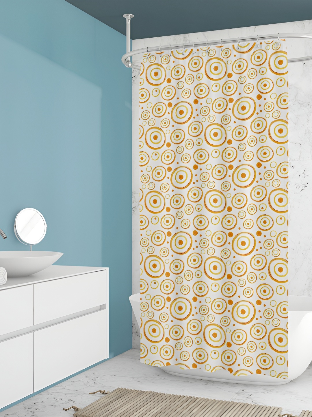 

ArtzFolio Cream & Yellow Printed Waterproof Shower Curtain