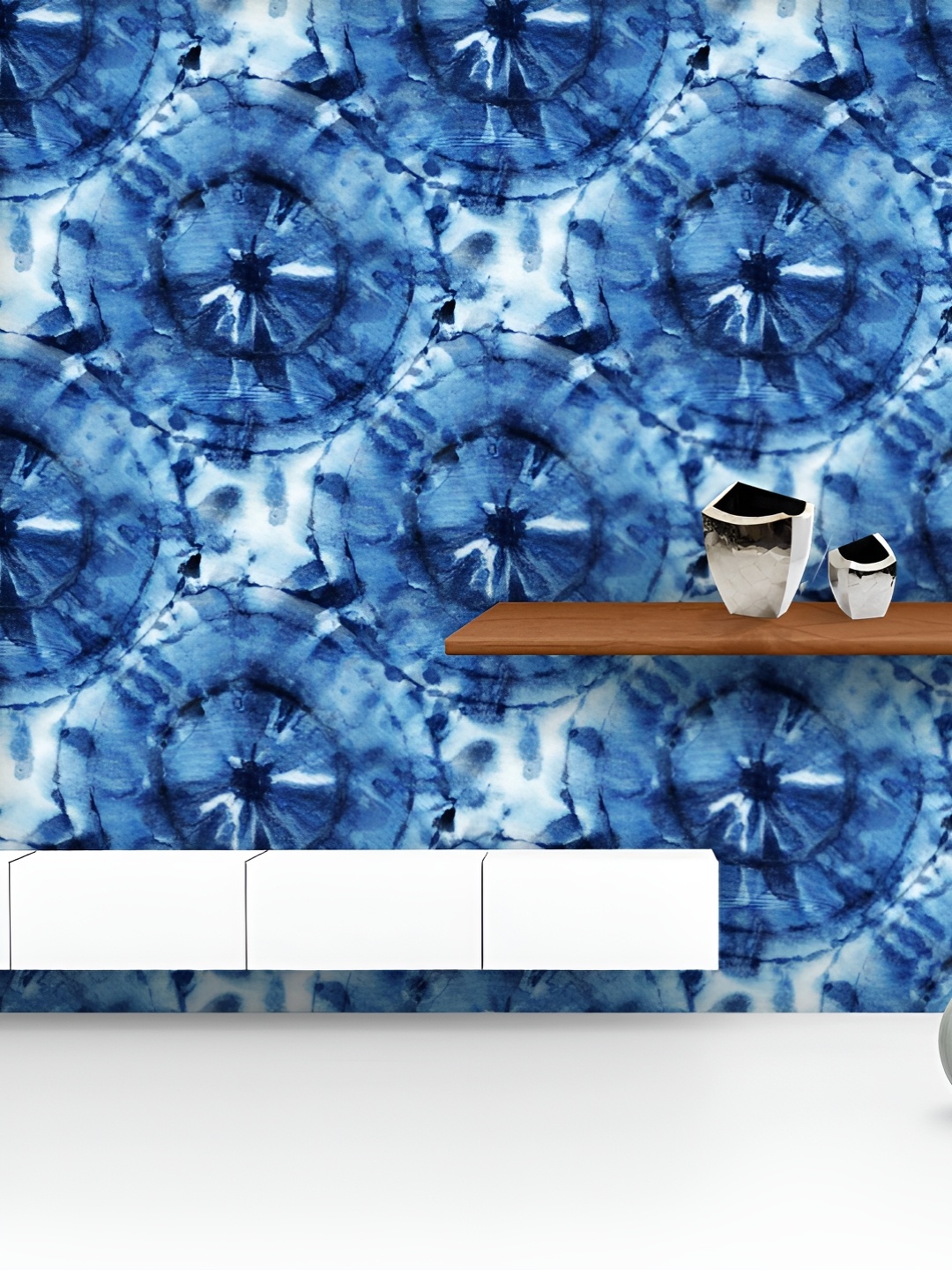 

ArtzFolio Printed UV-Resistant Anti-Bacterial Shibori Indigo Batik Peel & Stick Wallpaper, Multi