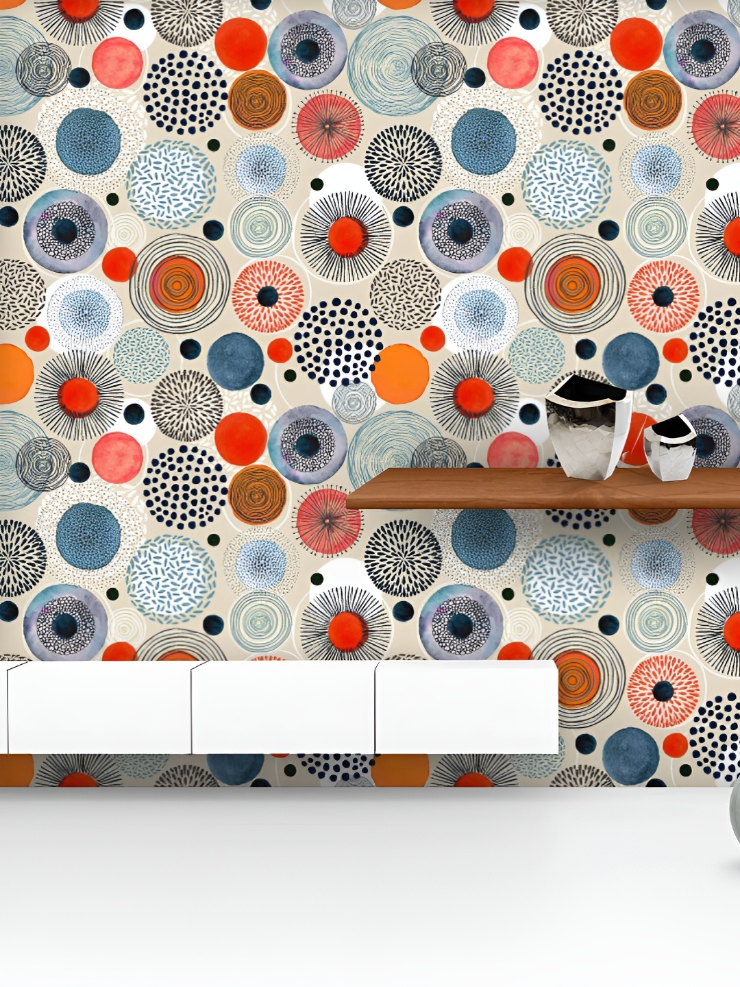 

ArtzFolio Printed UV-Resistant Anti-Bacterial Doodle Circles Peel & Stick Wallpaper, Multi