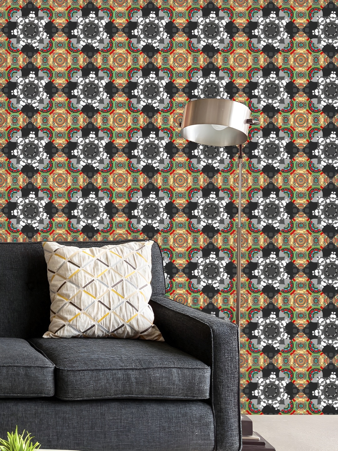 

ArtzFolio Printed UV-Resistant Anti-Bacterial Ethnic Colorful Doodle Peel & Stick Wallpaper, Multi