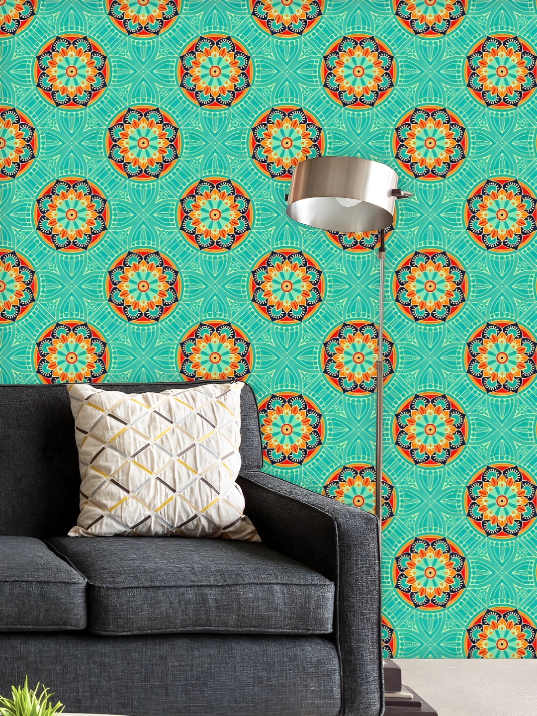 

ArtzFolio Green & Cream Colored Printed UV Resistant Wallpaper