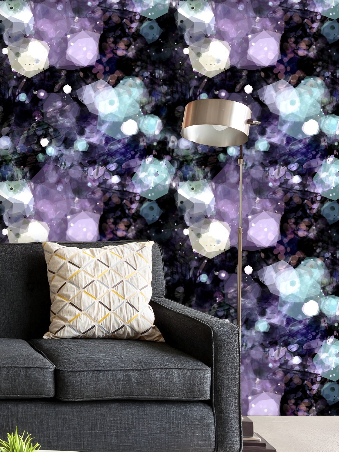 

ArtzFolio Printed UV-Resistant Anti-Bacterial Dark Shiny Bubbles Peel & Stick Wallpaper, Multi