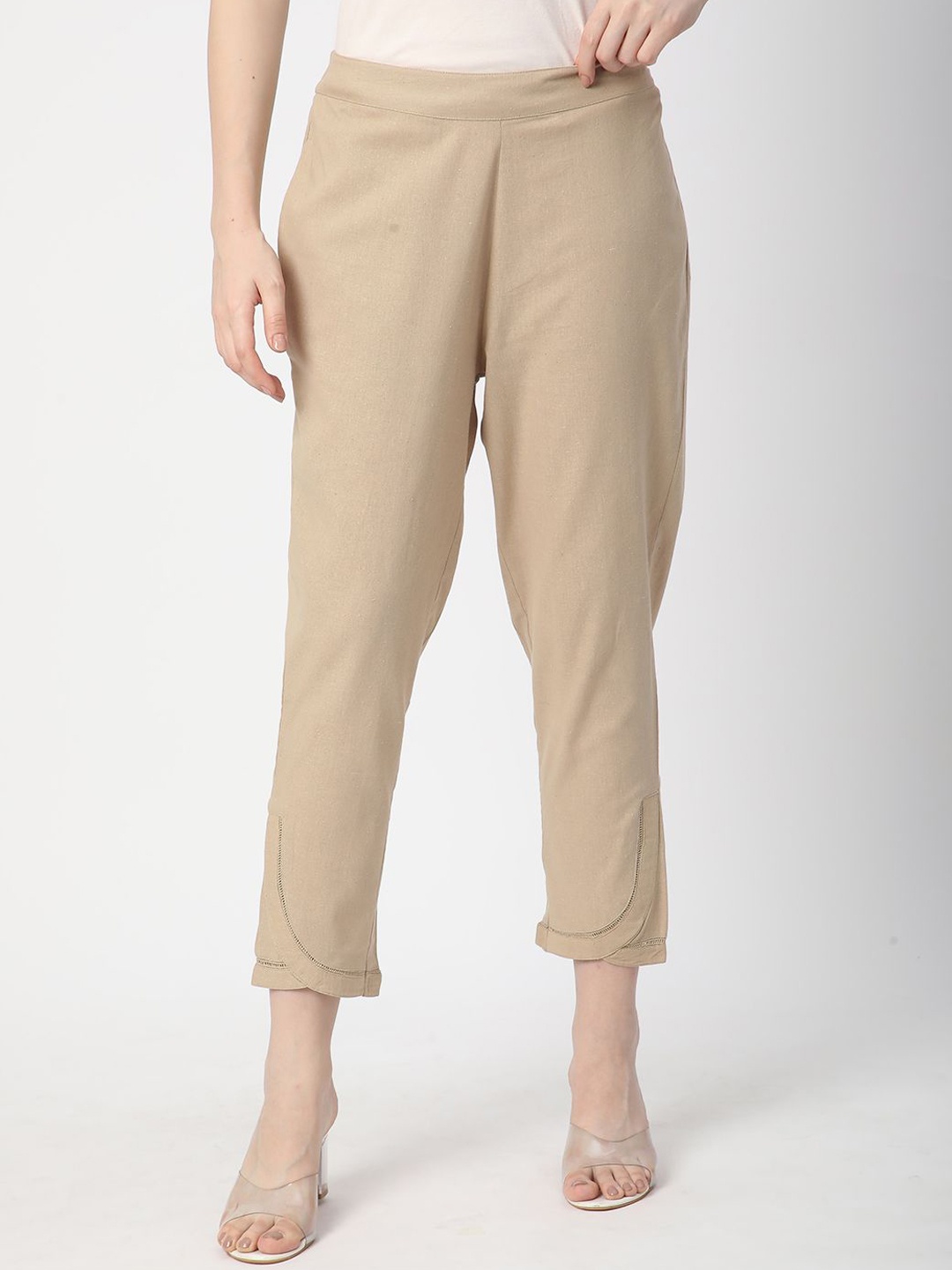 

R&B Women High-Rise Trousers, Beige