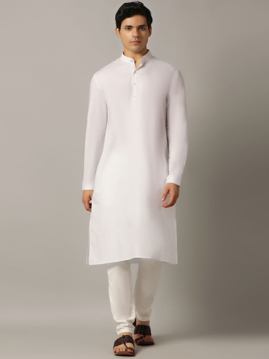 

Modi Kurta Mandarin Collar Cotton Straight Kurta, White