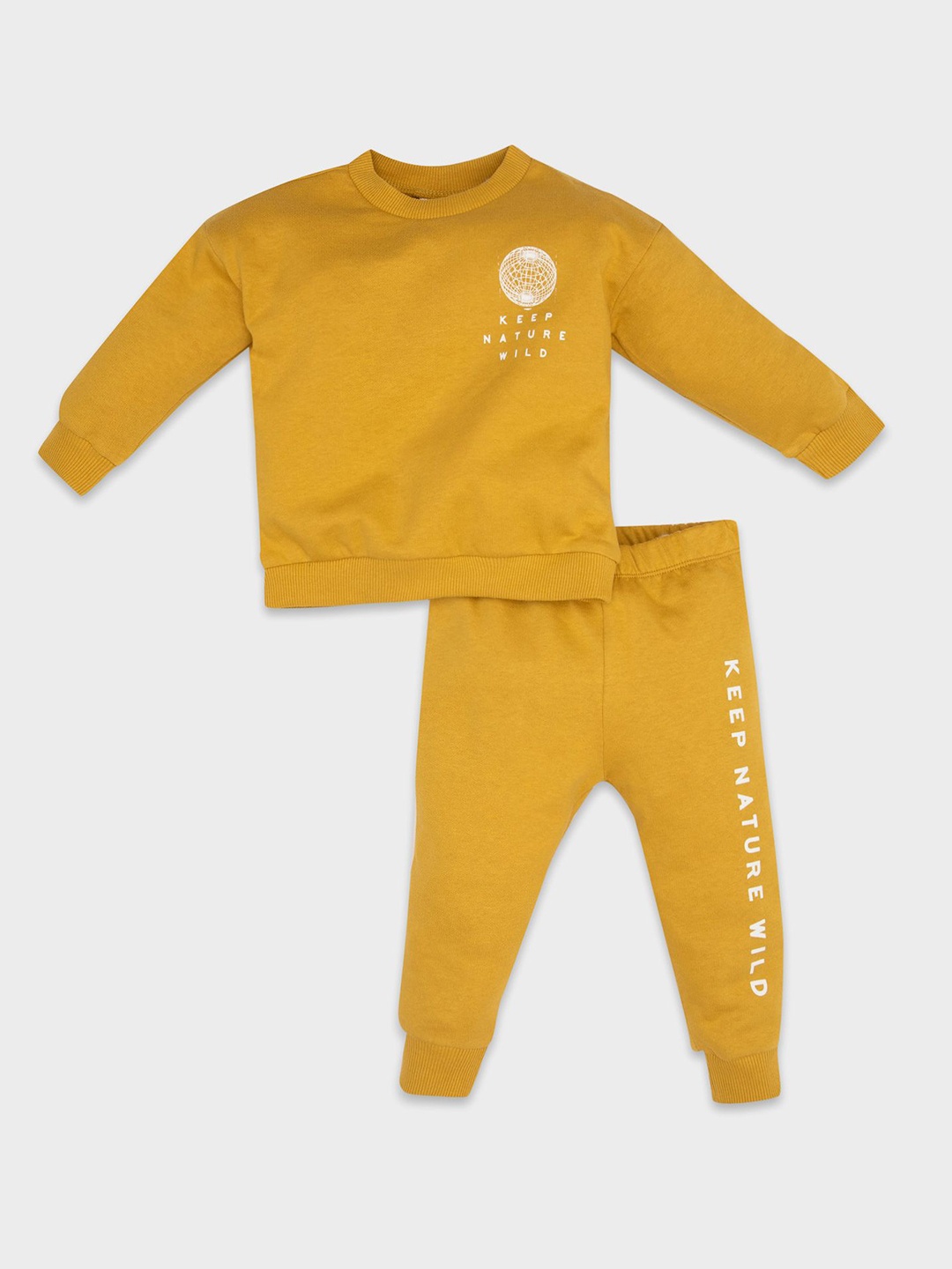 

DeFacto Boys Printed Pure cotton Sweatshirt with Joggers, Mustard