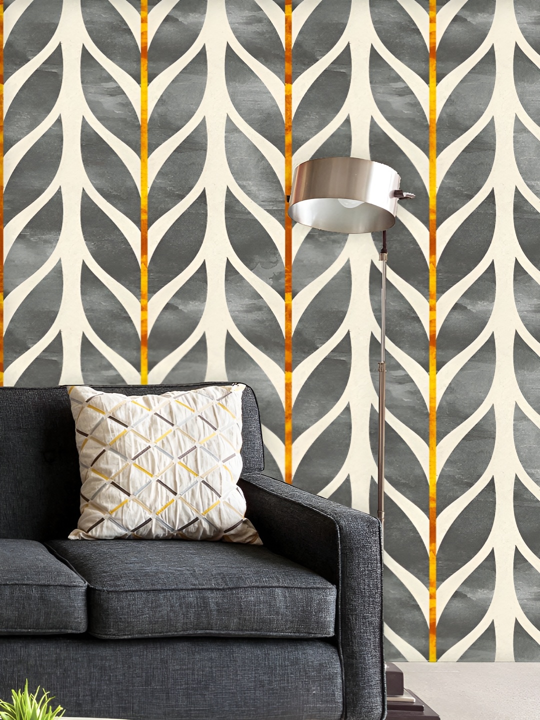 

ArtzFolio Off White & Grey Printed UV Resistant Wallpaper