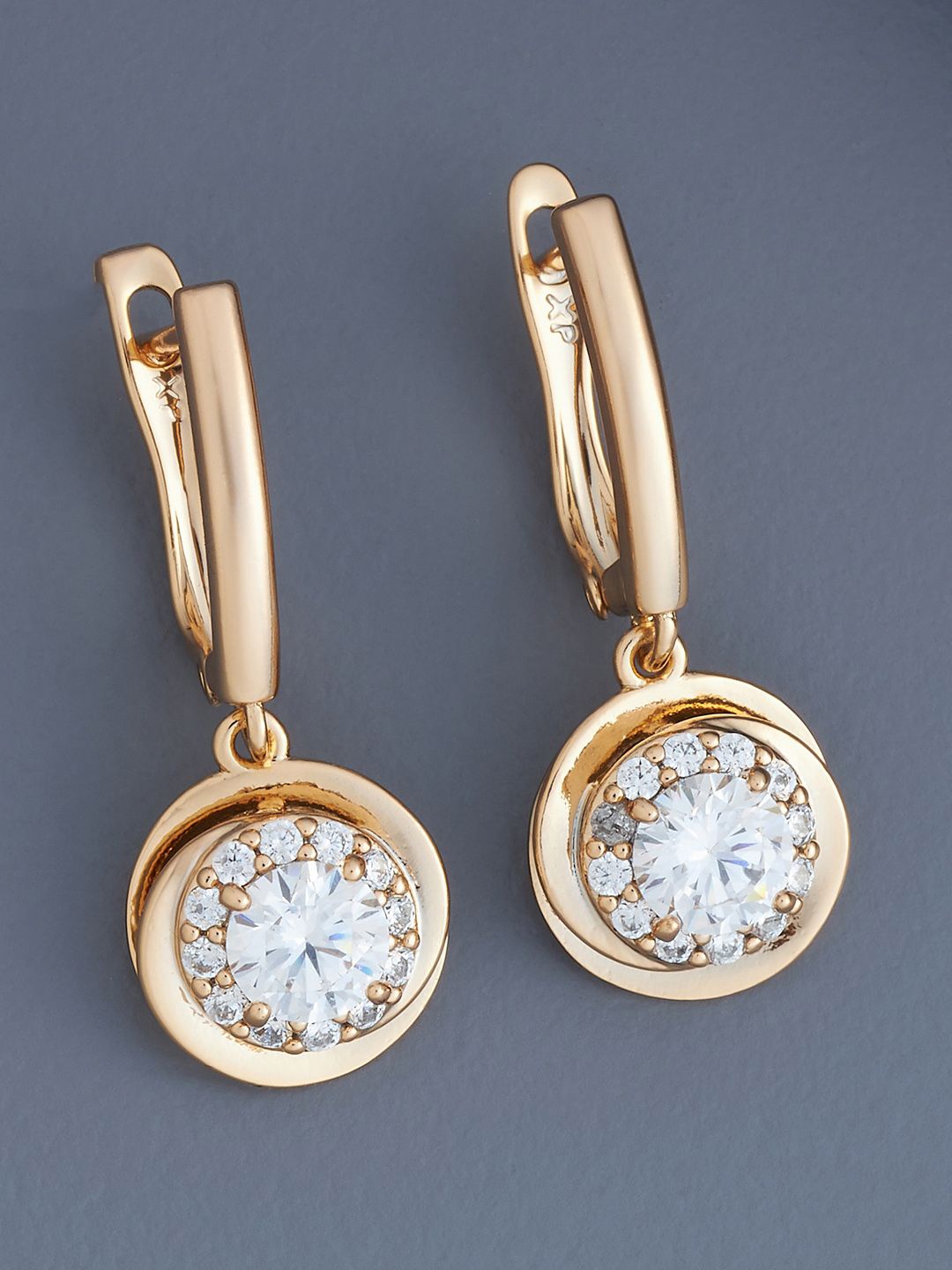 

Kushal's Fashion Jewellery Rose Gold Plated Zircon Studded Circular Hoop Earrings