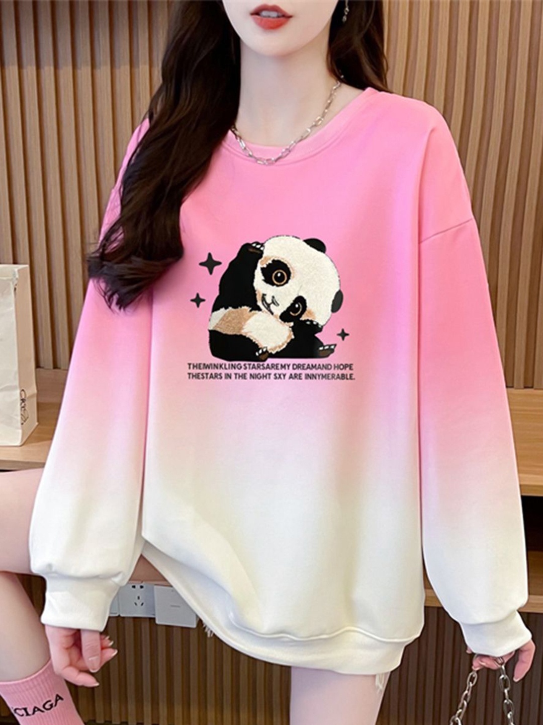 

JC Mode Women Round Neck Pullover Sweatshirt, Pink