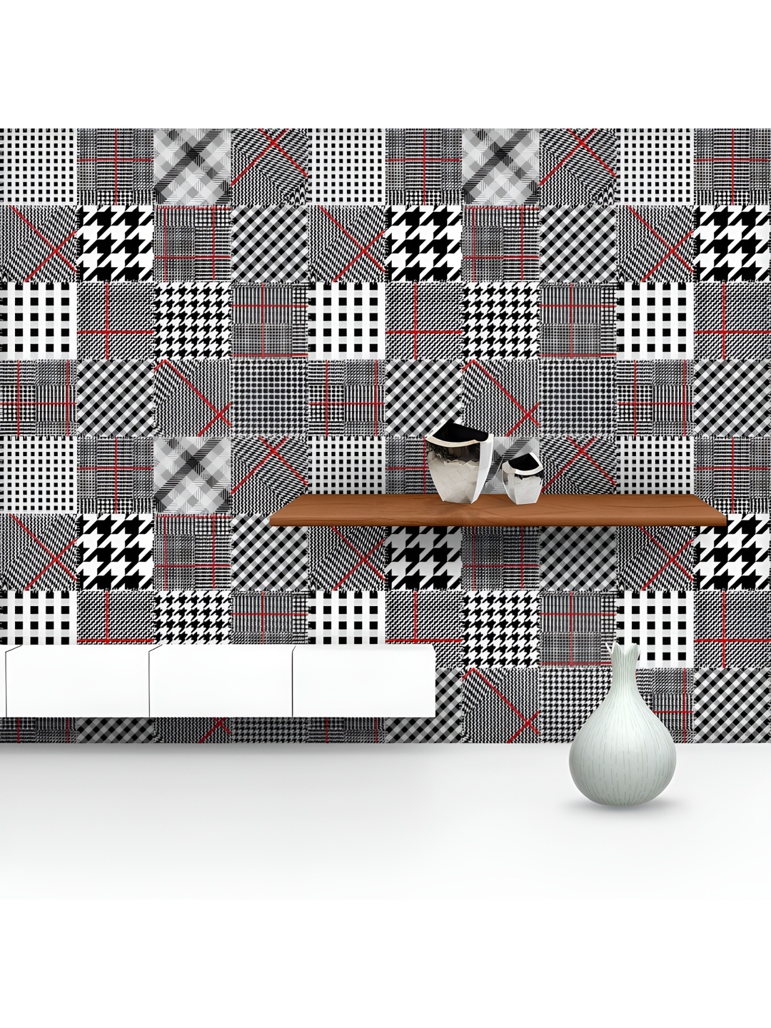

ArtzFolio Printed UV-Resistant Anti-Bacterial Glen Plaids Peel & Stick Wallpaper, Multi