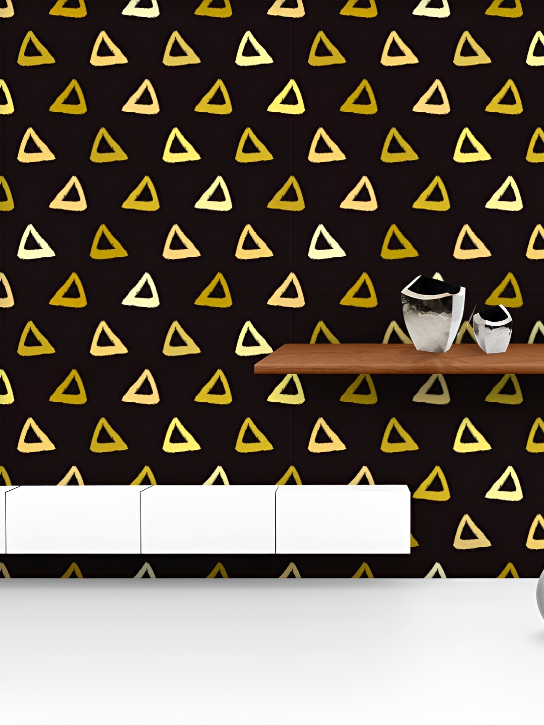 

ArtzFolio Printed UV-Resistant Anti-Bacterial Hand-Drawn Gold Triangles Peel & Stick Wallpaper, Multi