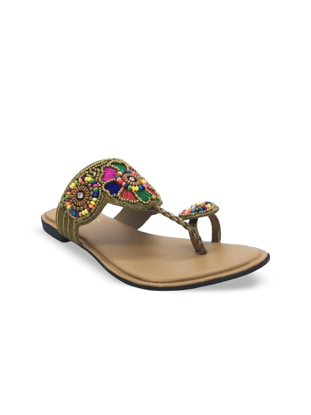 

WALK N STYLE COLLECTION Women Embellished Ethnic One Toe Flats, Beige