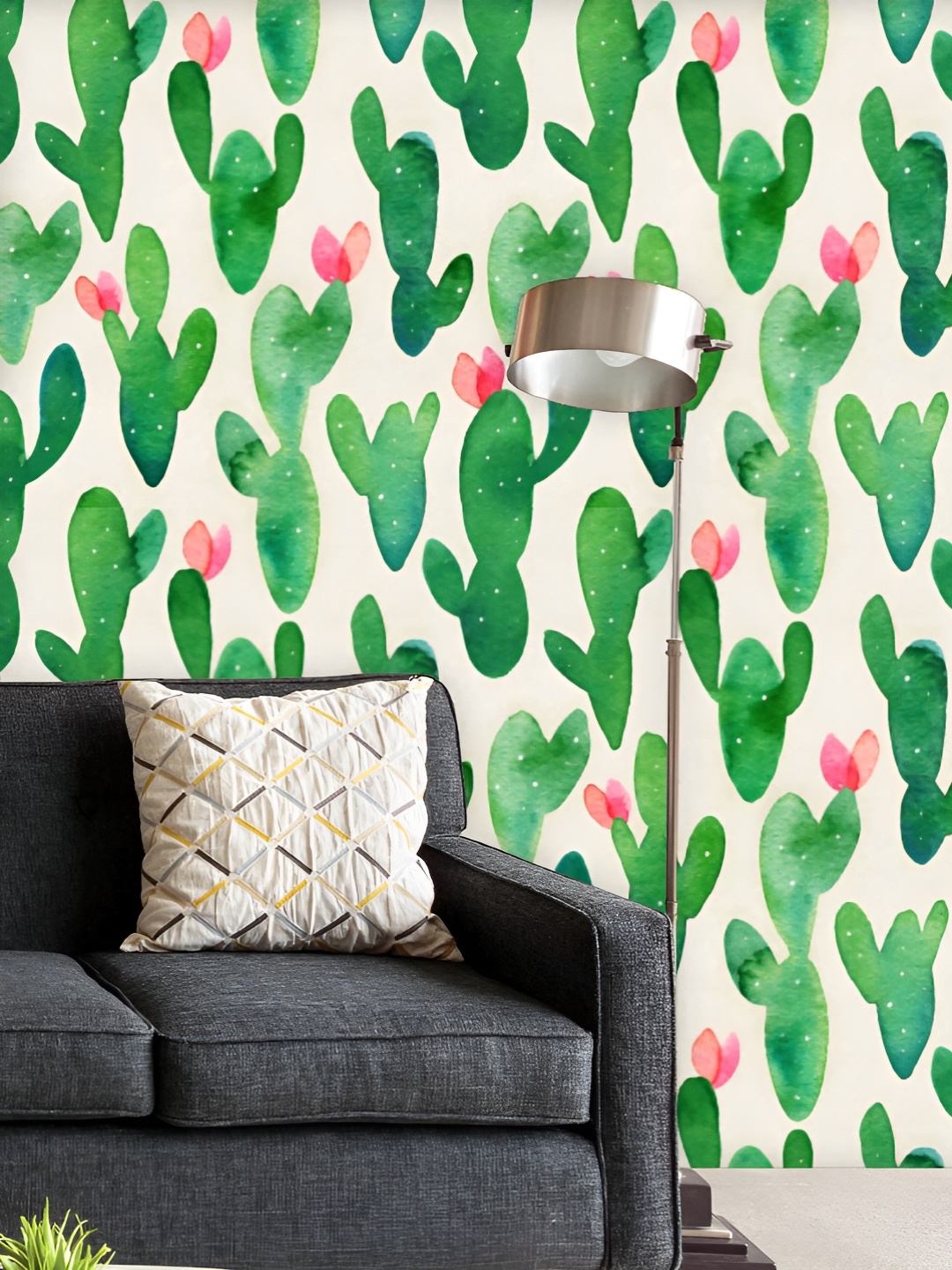 

ArtzFolio Printed UV-Resistant Anti-Bacterial Watercolor Botanical Cacti Peel & Stick Wallpaper, Multi