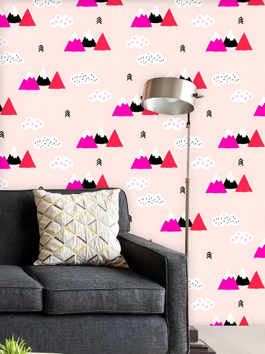 

ArtzFolio Printed UV-Resistant Anti-Bacterial Pink Wonderland Mountains Peel & Stick Wallpaper, Multi