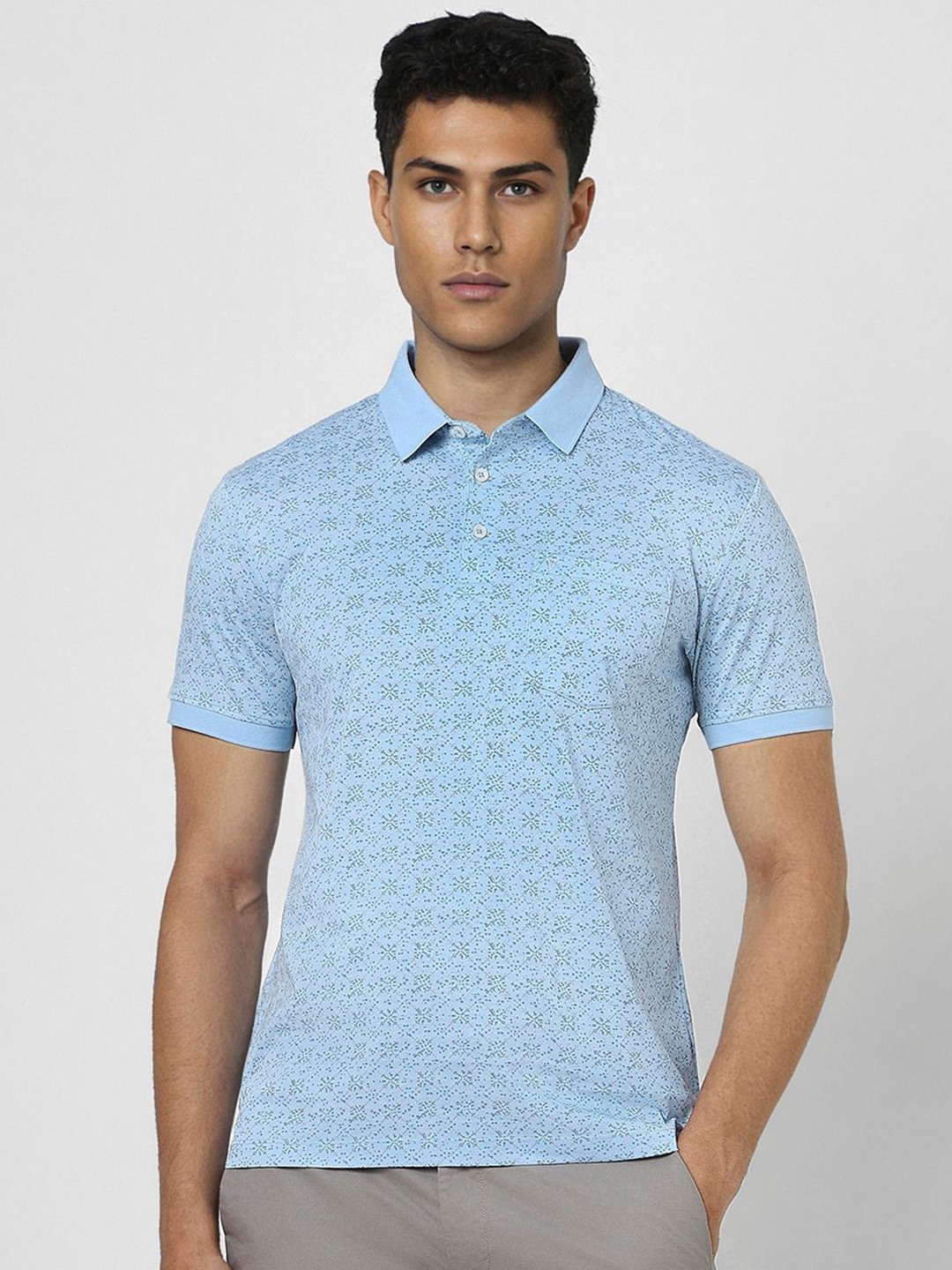 

Van Heusen Men Printed Polo Collar T-shirt, Blue