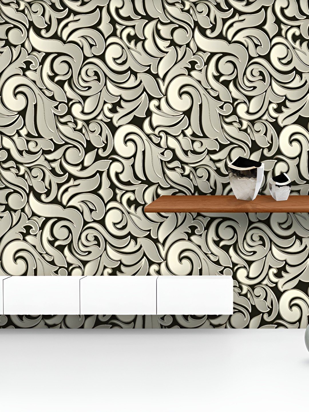 

ArtzFolio Printed UV-Resistant Anti-Bacterial D Abstract Floral Baroque Peel & Stick Wallpaper, Multi