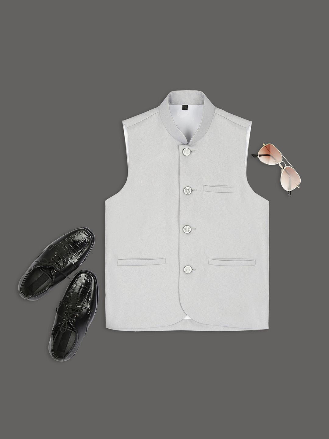 

YK Boys Sleeveless Nehru Jackets, Grey