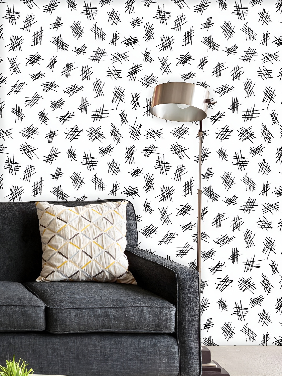 

ArtzFolio Printed UV-Resistant Anti-Bacterial Hand Drawn Lattice Peel & Stick Wallpaper, Multi