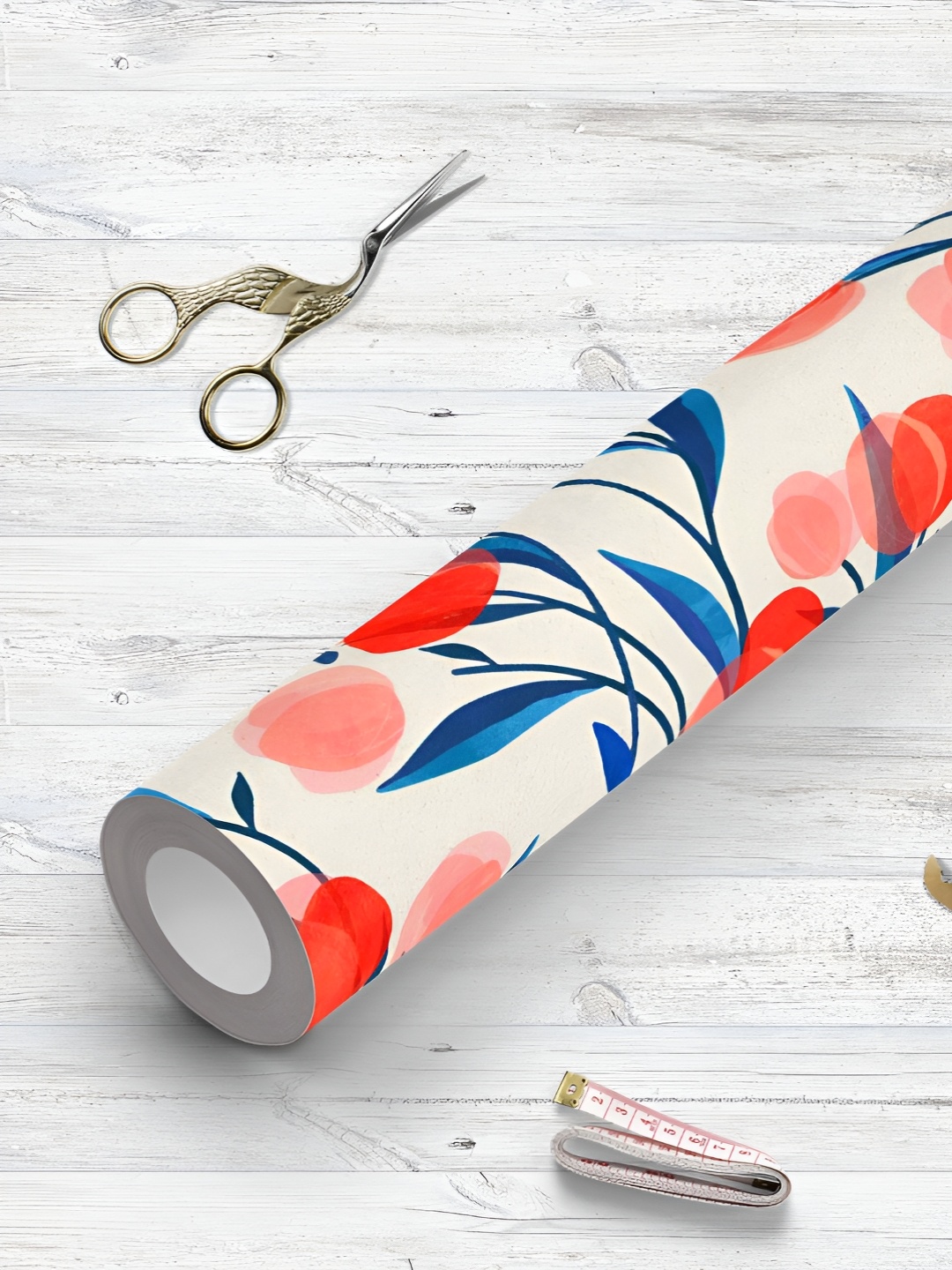 

ArtzFolio Red & Blue Floral Printed UV Resistant Wallpaper